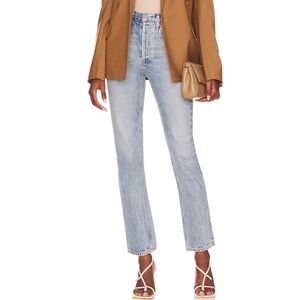 Agolde Riley High Rise Straight Crop in Renewal Size 25 Light Wash 100% Cotton